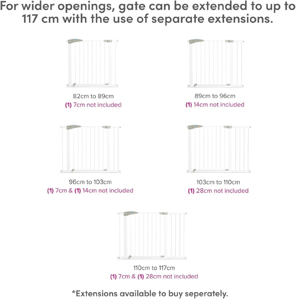 Munchkin Baby & Toddler Safety Gate with Automatic Closure | Easy Install. | 76-82cm | White