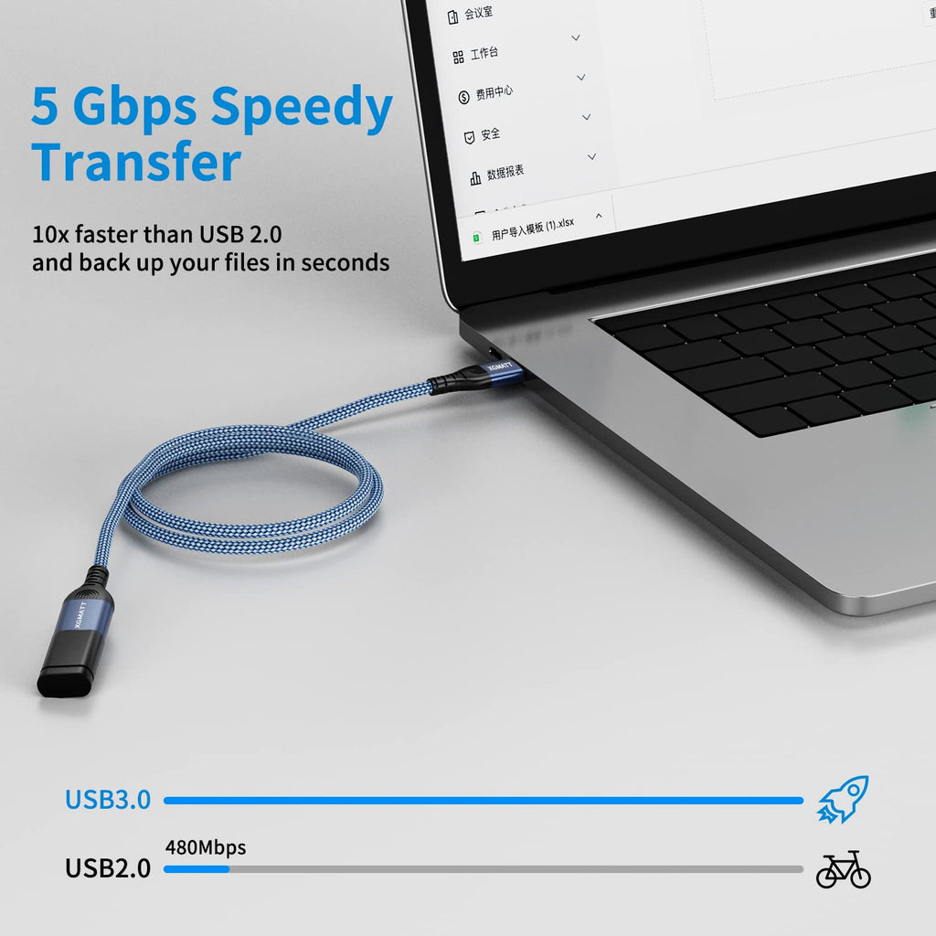 USB 3.0 Extension Cable 1M 2Pack USB Extender Male to Female,Black