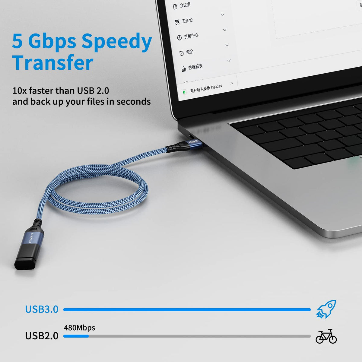 USB 3.0 Extension Cable 1M 2Pack USB Extender Male to Female,Black