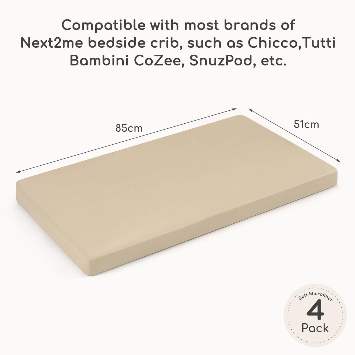 Next to Me Crib Sheets 83x50 cm Fitted 2 Pack Bedside Crib Sheets