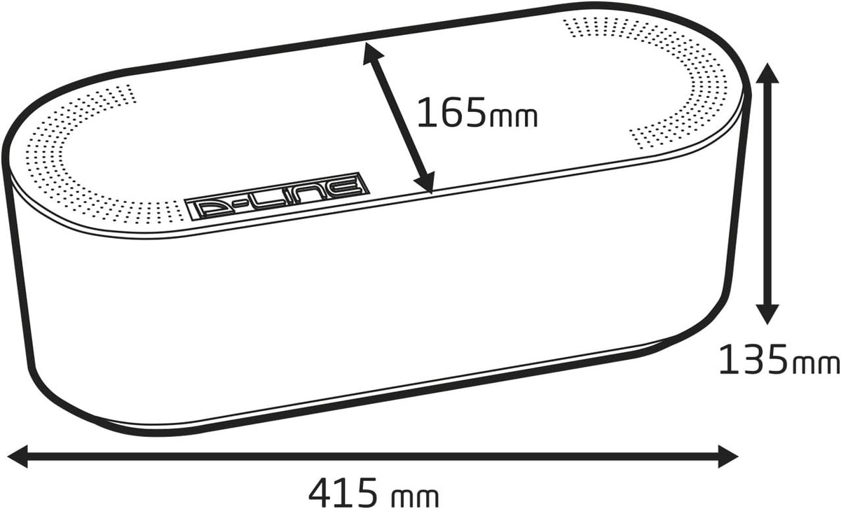 D-Line Cable Tidy Box, Hide Extension Blocks, Desk Cable Management, Organise TV Cables - 415mm (L) x 165mm (W) x 135mm (H) - Large, White