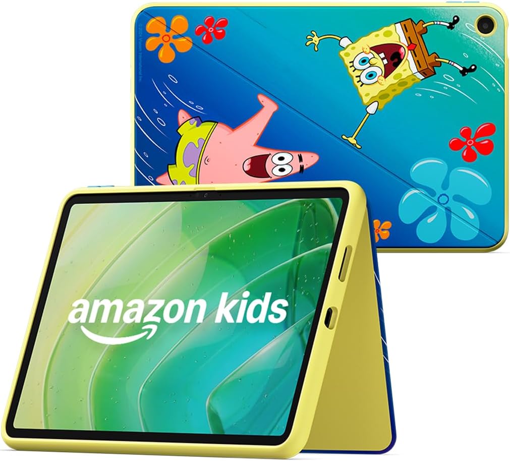 Amazon Kids Tablet 11 (newest gen) ages 6+, 11" 2.5K display, all-day battery, plus 1 year of Kids+ with videos, apps, games and books, slim hard case included (SpongeBob and Patrick)