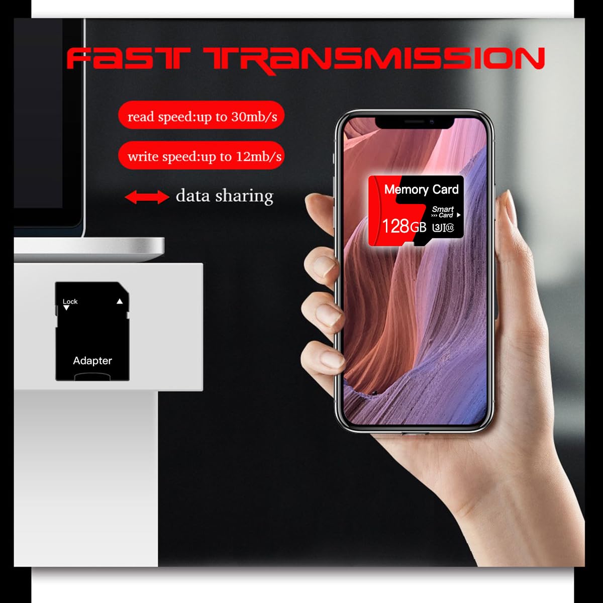 32GB Micro SD Card Memory Card With Adapter High Speed Class 10 For Smartphone,Camera,Security Cams,Tablet and Drone