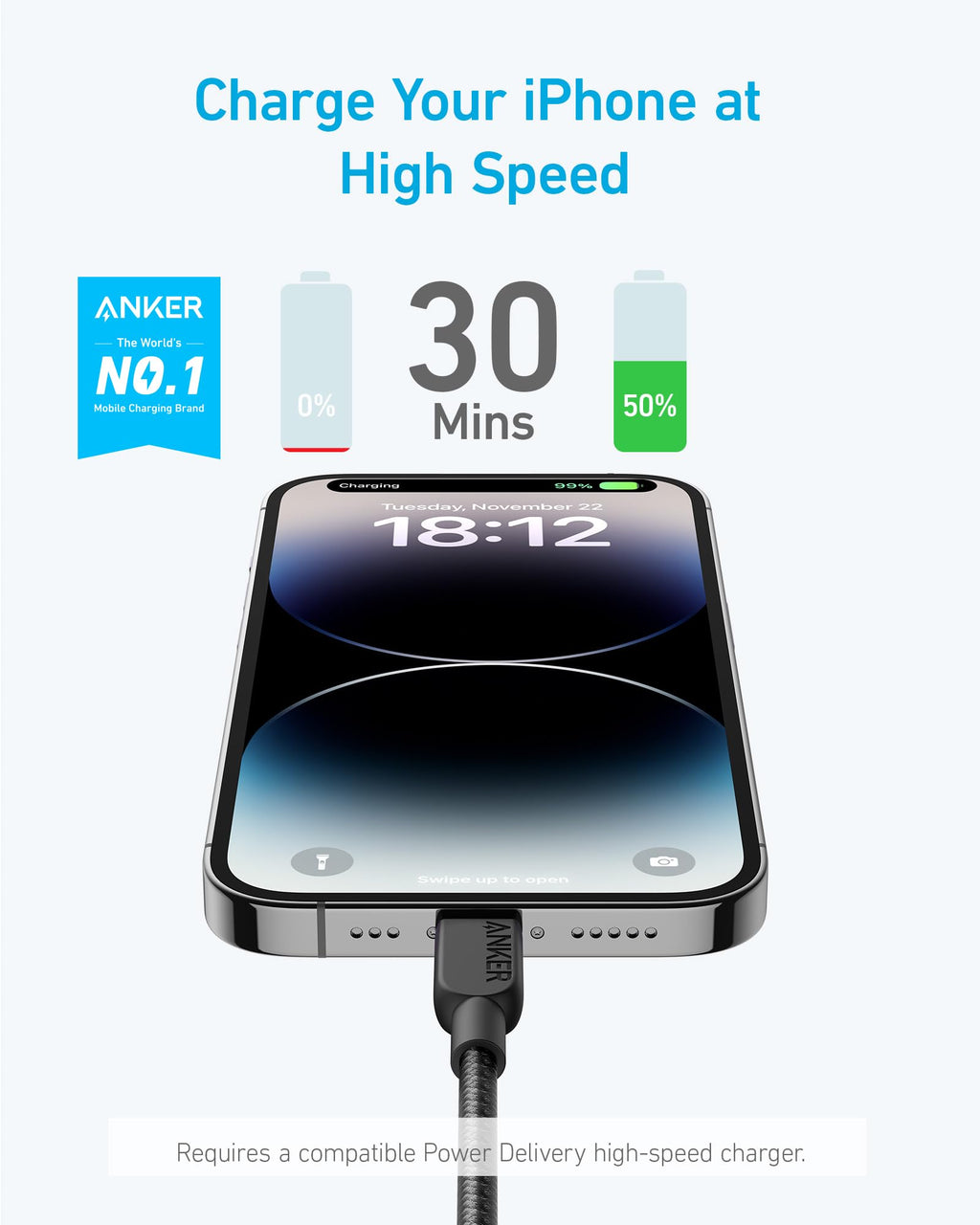 Anker USB C to Lightning Cable, 310 USB-C to Lightning Braided Cable