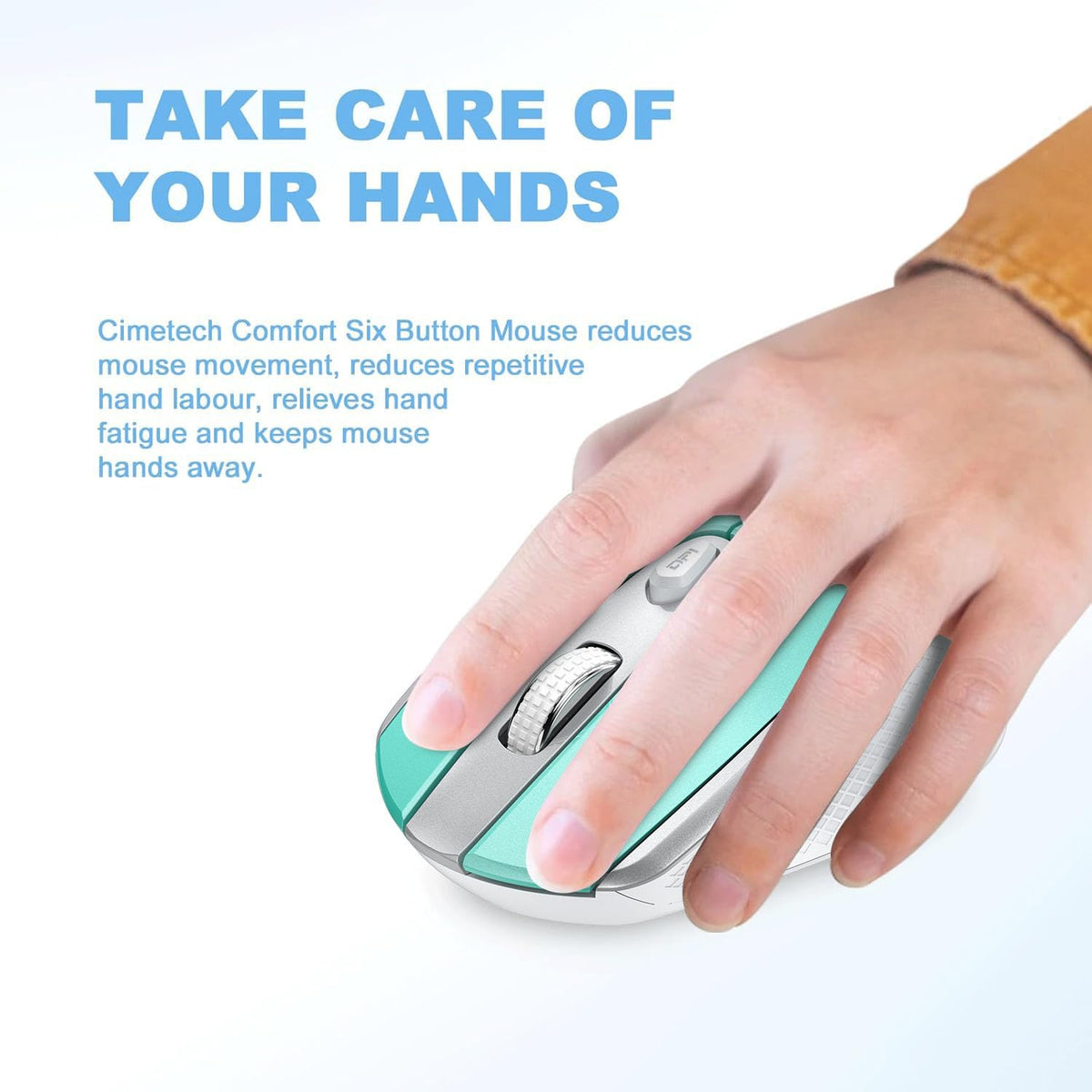 cimetech Wireless Mouse, 6 Buttons Mouse Silent Efficient Design, Suitable for Hand Size & Comfortable Grip, Office Mouse for Laptop PC Computer Tablets Windows Linux, 3 Adjustment Levels, Pinlk