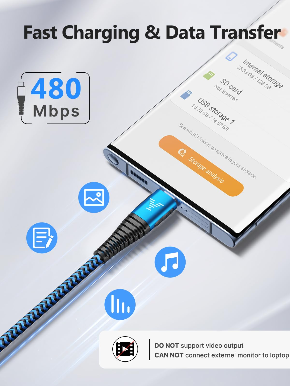 USB C Charger Cable 3M 2Pack Type C Charger Fast Charging 3A Lead Braided for Samsung Galaxy S23 S22 S21 S20 S10 S9 S8 A12 A13 A20e A21s A53 A70,Google Pixel 7 6,Huawei P30 P40,Sony Xperia,Switch,PS5