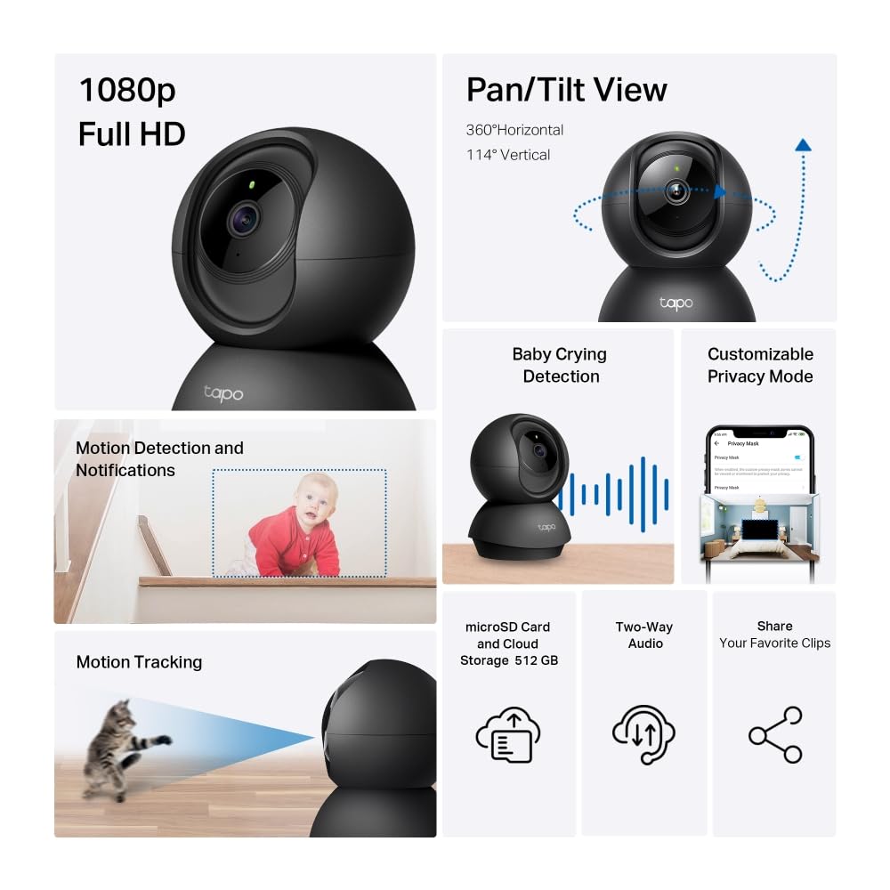 Tapo C211 2K 3MP Pan/Tilt Indoor Security Camera Pet Camera CCTV Camera