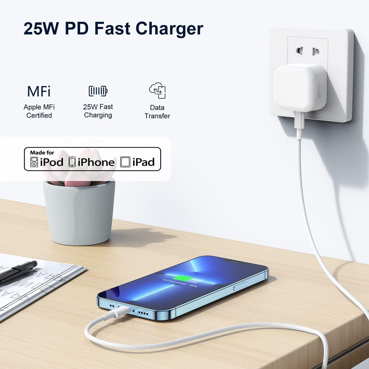USB C Plug Fast Charge iPhone 18 17 16 15 20W USB-C Power Adapter Apple Plug USBC Charger Plugs UK Type C Port for i Phone Air 17e 16e 16 Plus 16 Pro Max 15 14 13 12 11 Watch iPad Pro A16 10th 11th