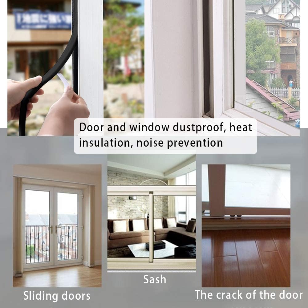 Draught Excluder Self Adhesive Foam Tape 6mm(W) x 3mm(T) Window Door Weather Stripping SoundProof Weather Strip Tape Seals for Gap Seal, 2 Rolls, Total 20M Long White