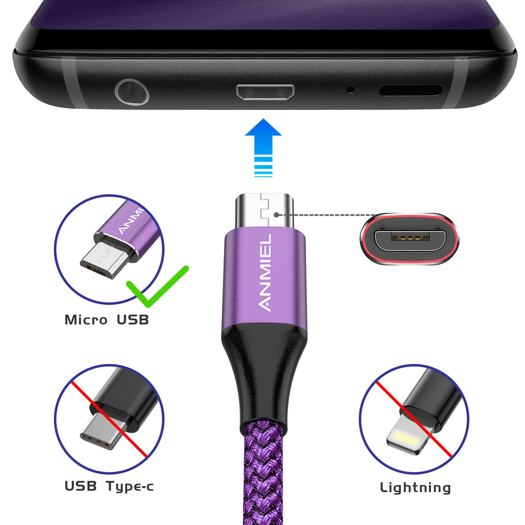 Long Micro USB Cable 10ft Android Charger Cable Durable Fast Phone Charger Cord Android Charging Cable for Samsung Galaxy S7 S6 S7 Edge S5 S2 J7 J7V J5 Note 5 4 LG G4 HTC PS4 Camera MP3(blue)