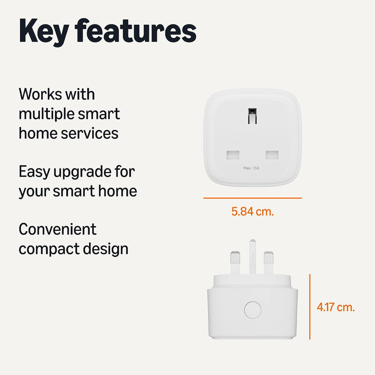 Amazon Basics Smart Plug, Matter Compatible, Compatible with Amazon Alexa, Google Home, Apple HomeKit, Matter Hub Required, 2.4 GHz Wi-Fi only, White, 4-Pack