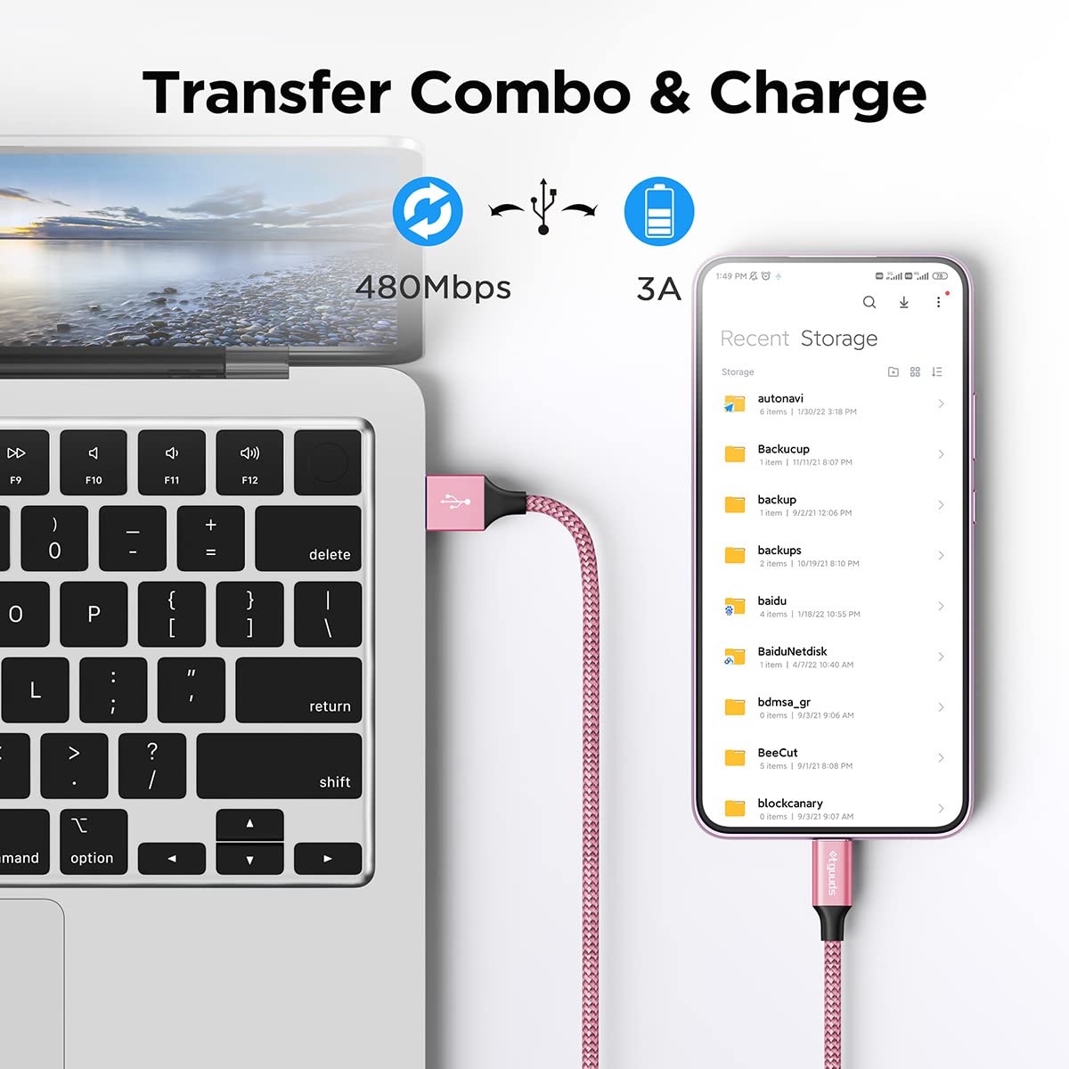 etguuds Extra Short USB C Cable 2Pack 0.15M, USB A to USB C Charger Cable