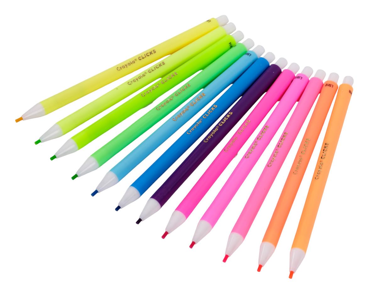 Crayola Clicks Retractable Tip Markers (10ct), Washable Cone Tip Art Marker Set, Cute Aesthetic School Supplies, Classroom Must Haves, Ages 8+