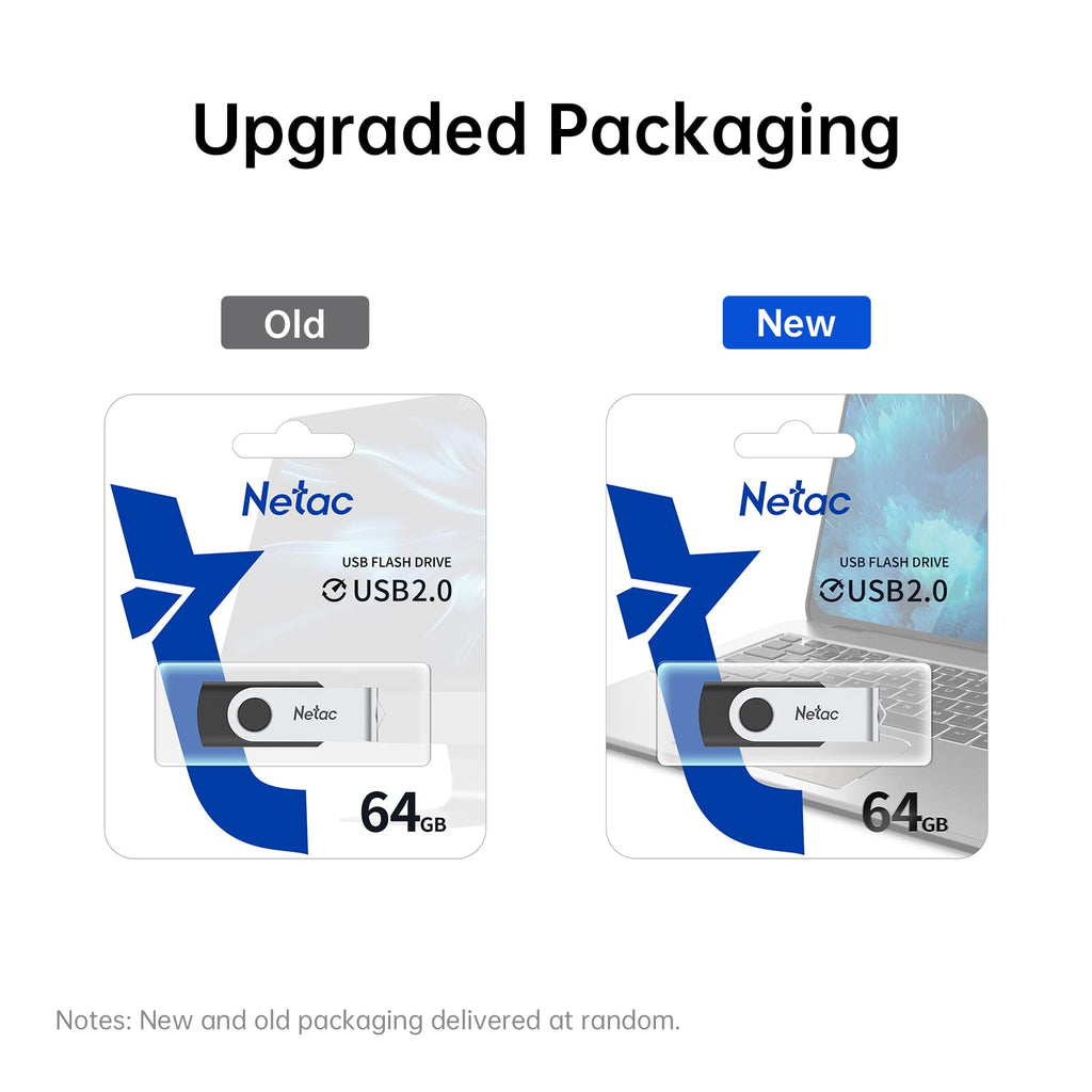 Netac 64GB USB 3.2 Flash Drive, High Speed Swivel Design Memory Stick,Up to 90/30 MB/s(R/W) Pen Drive, Thumb Drive for Data Storage, Zip Drive and jump Drive with LED Light