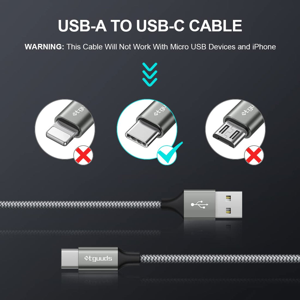 etguuds Extra Short USB C Cable 2Pack 0.15M, USB A to USB C Charger Cable