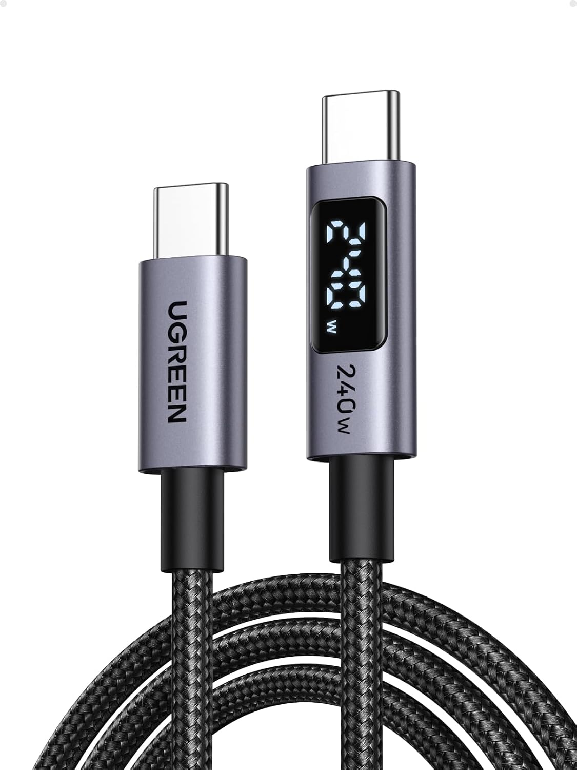 UGREEN 240W USB C to USB-C Cable with Built-in Digital Screen, 3M