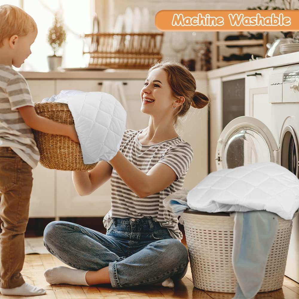Yoofoss Waterproof Cot Bed Mattress Protector 120 x 60 cm Breathable Toddler Bed Mattress Protector Comfortable Noiseless White