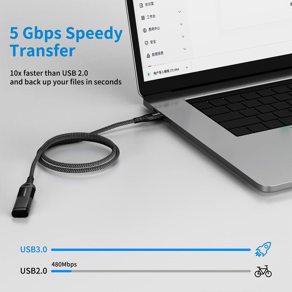 USB 3.0 Extension Cable 1M 2Pack USB Extender Male to Female,Black