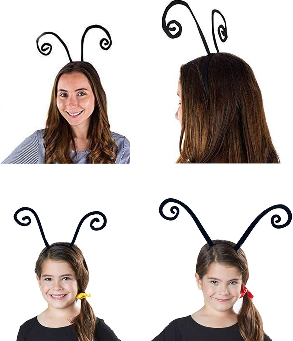 Butterfly Antenna Headband, Ladybug Antenna Headband, Costume Hair Band for Halloween Parties (Black B)