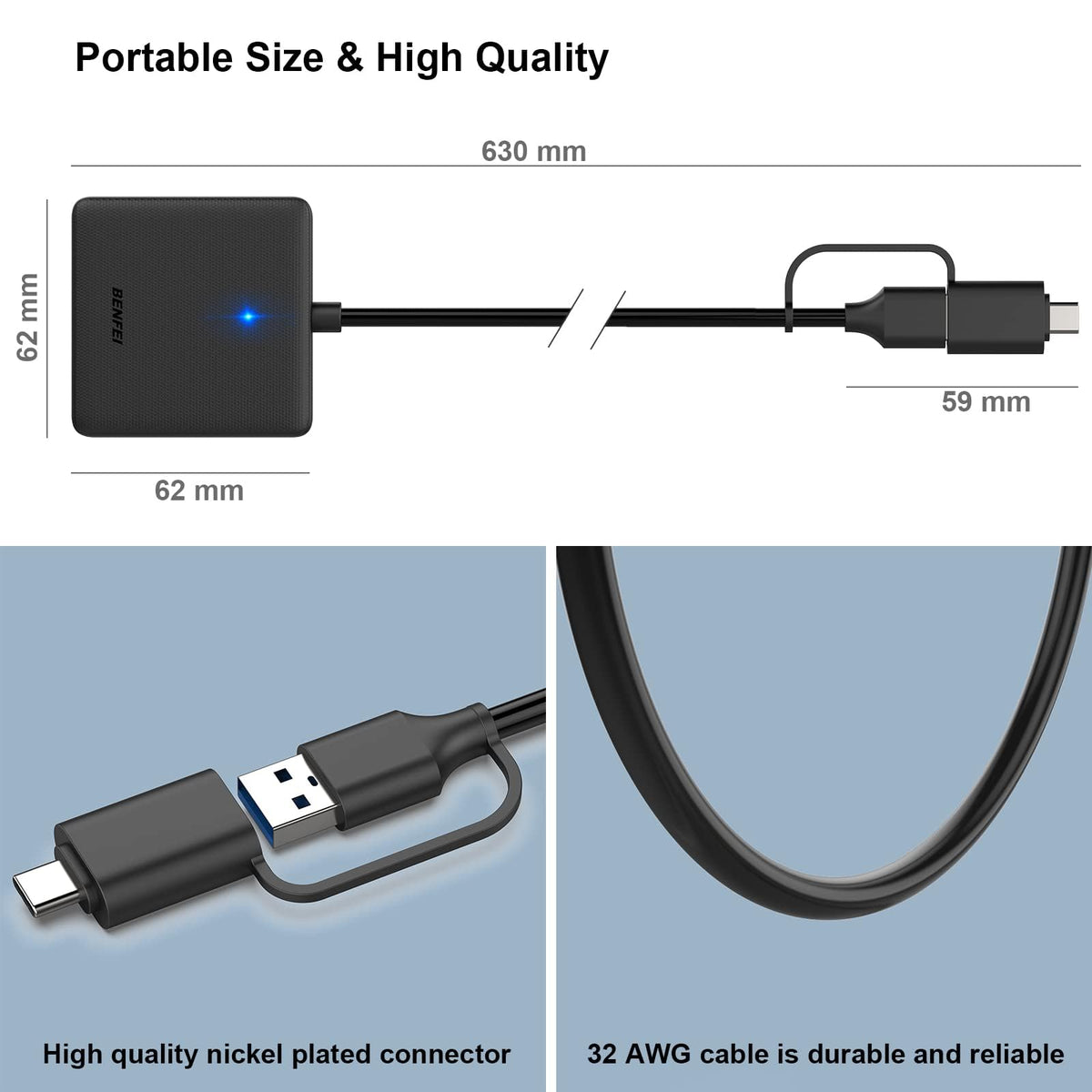 BENFEI SD Card Reader, USB C to SD Micro SD Card Memory Card Adapter Dual Slot Compatible with iPhone 15 Pro/Max, MacBook Pro/Air 2023, iPad Pro, iMac, S23, XPS 17, Surface Book 3 and More
