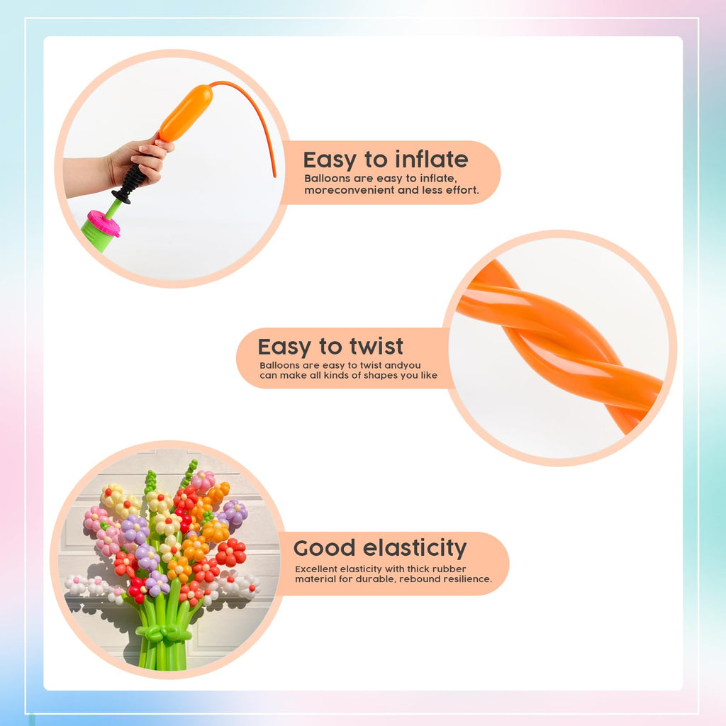 260 Balloons - Clear Long Balloons for Tying Balloon Arch & Balloon Ties