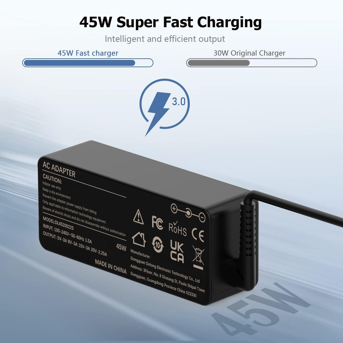 USB C Laptop Charger 45W Compatible with Acer HP Asus Lenovo Chromebook