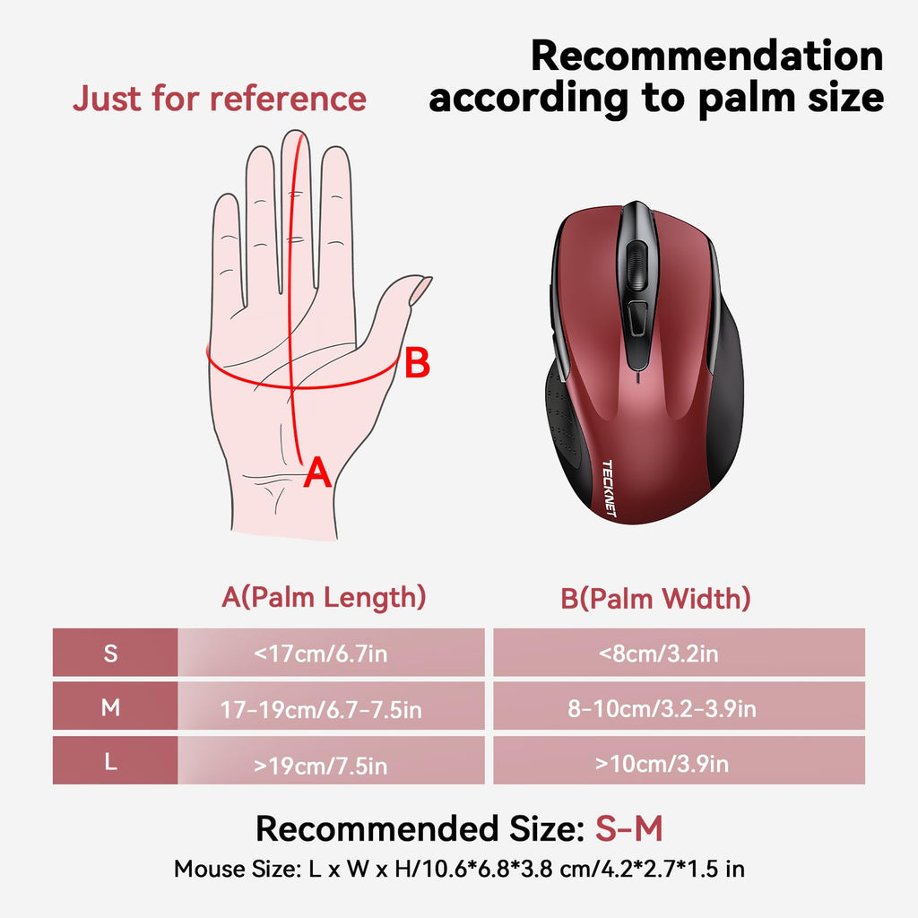 TECKNET Bluetooth Mouse, Wireless Mouse Rechargeable