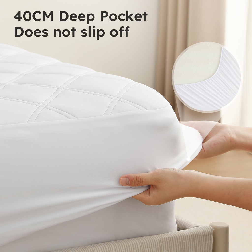 Yoofoss Waterproof Cot Bed Mattress Protector 120 x 60 cm Breathable Toddler Bed Mattress Protector Comfortable Noiseless White