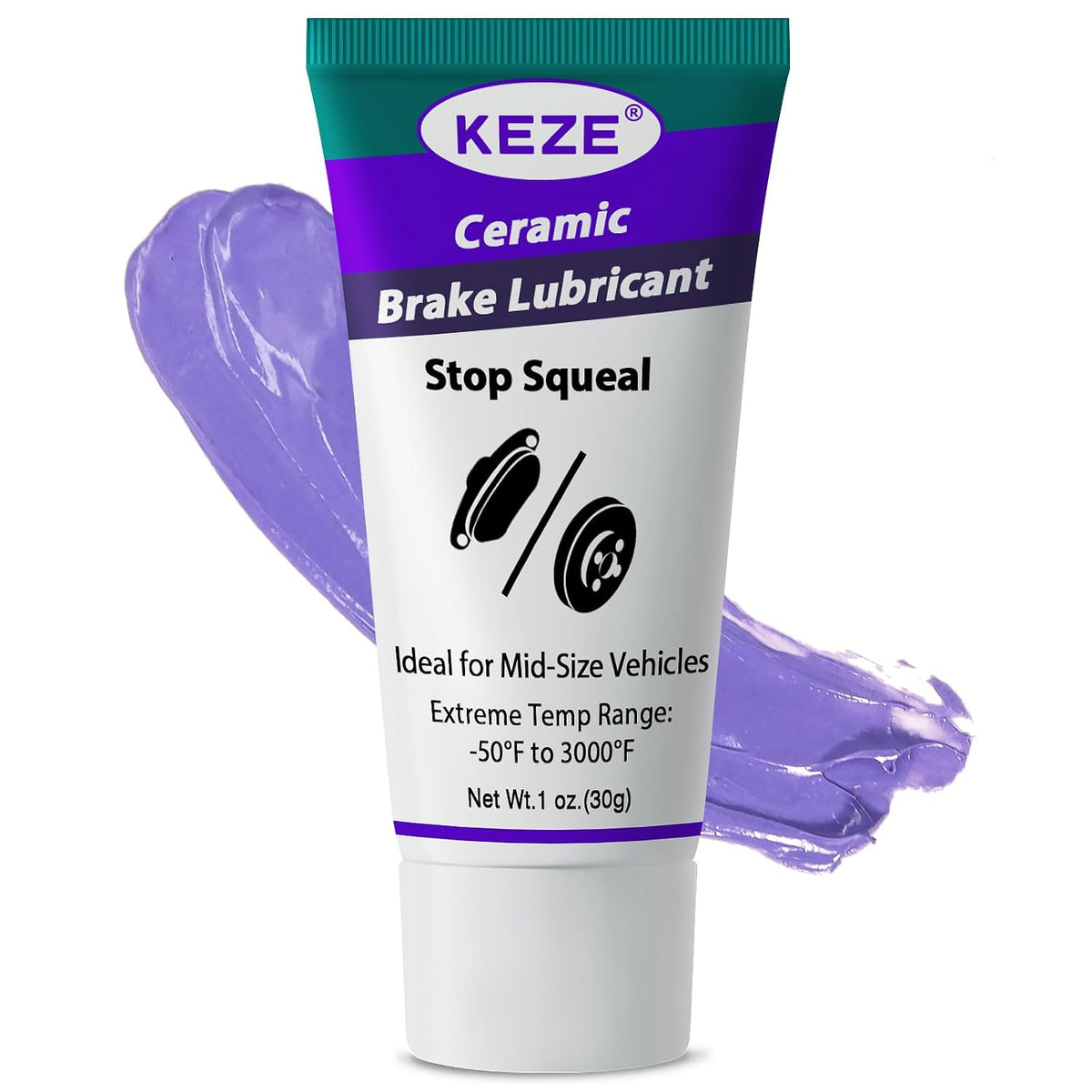 KEZE Grease Ceramic Brake Lube Automotive Heat Resistant, Rust Corrosion Protection Moisture-Proof Stop Squeal Synthetic Pin Grease for Bushing Caliper Pin Brake Pad,30g Each, 1-Pack