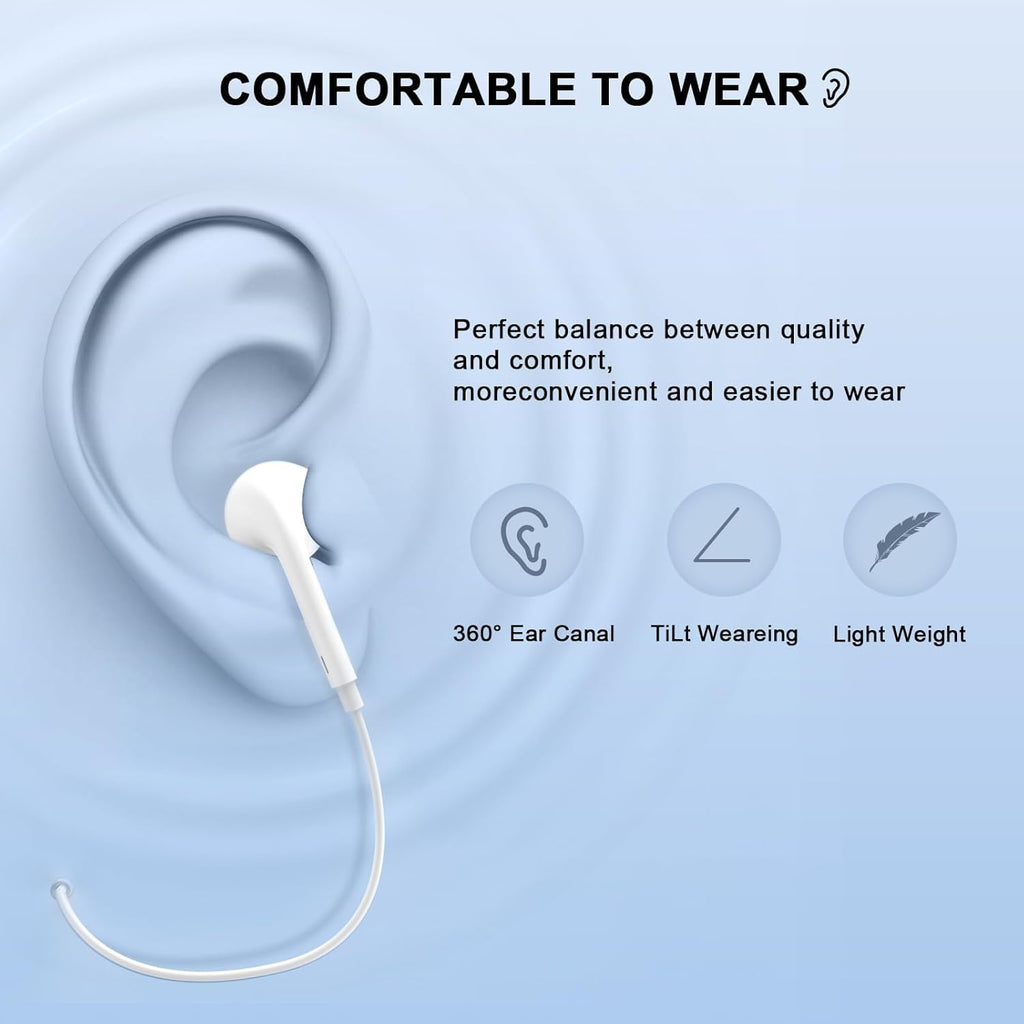 2 Pack [Apple MFi Certified] Wired Earphones for iPhone 14 13 12 11 Pro Max