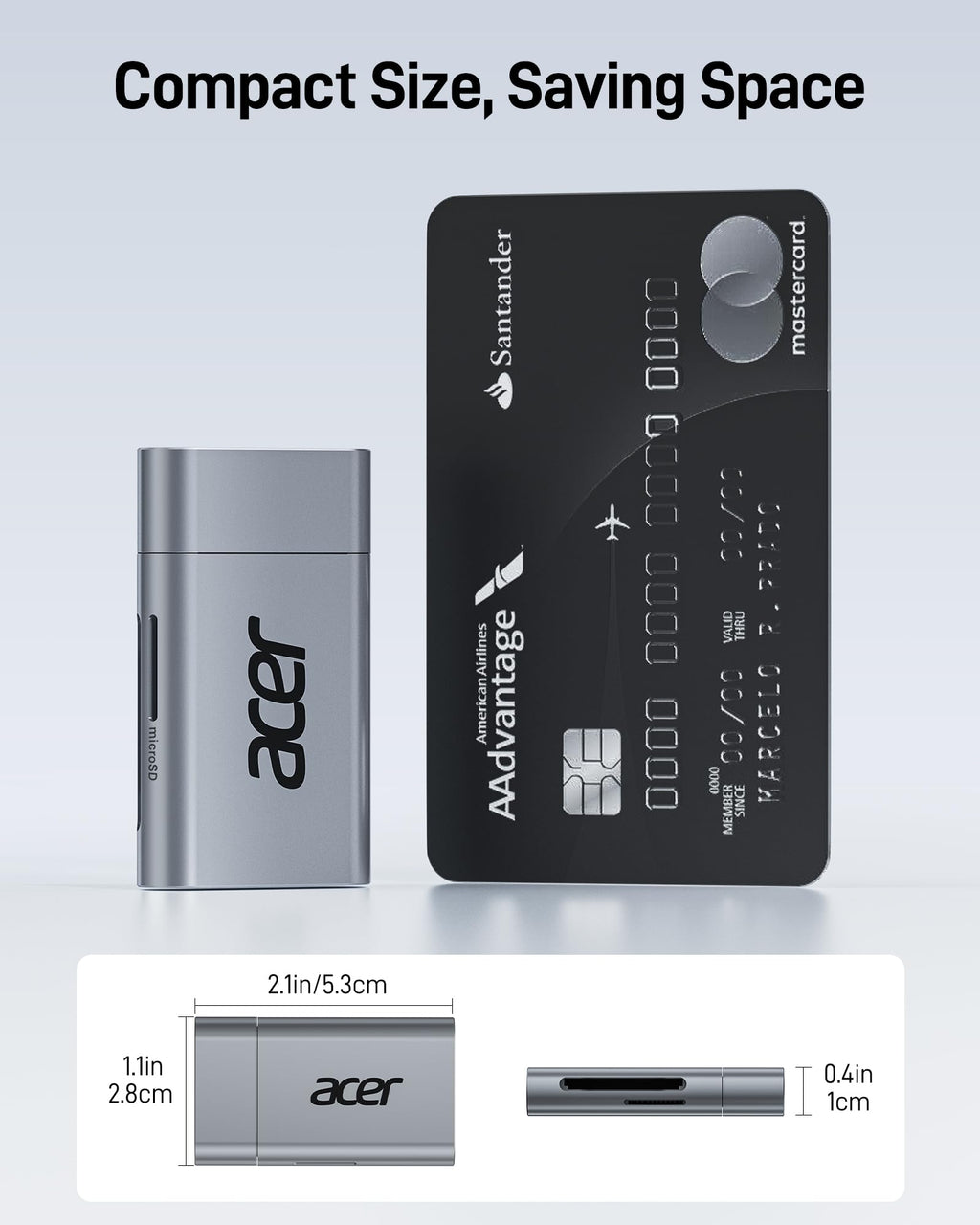 Acer SD Card Reader, USB C & USB 3.0 Memory Card Reader Adapter