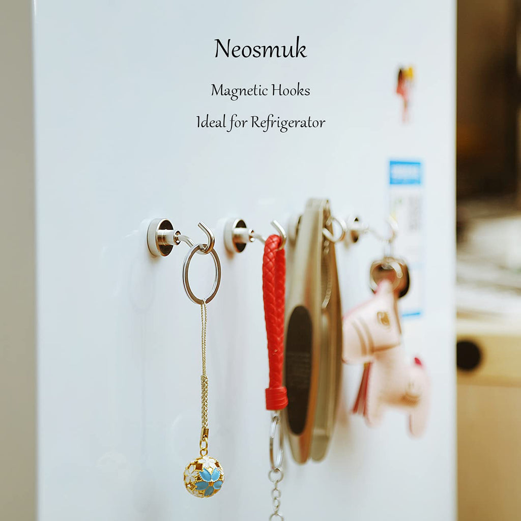 Neosmuk Magnetic Hooks,10kg+ Heavy Duty Cruise Hooks, Silver, 10 Pack
