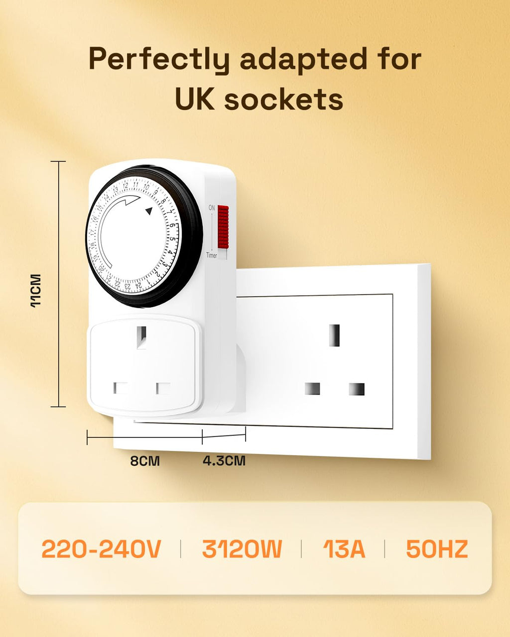 hbn 24Hour Mechanical Timer Plug Socket UK,Light Timers for Home Security