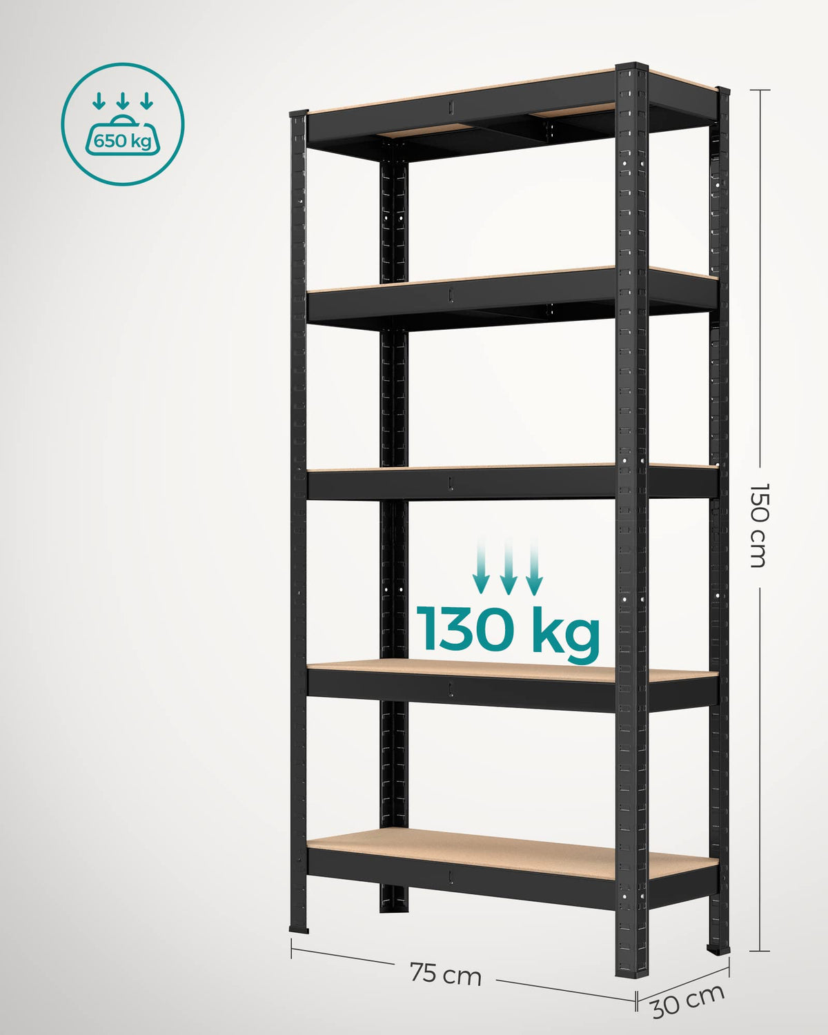 SONGMICS 5-Tier Heavy-Duty Shelving Units, Set of 2, Boltless Assembly