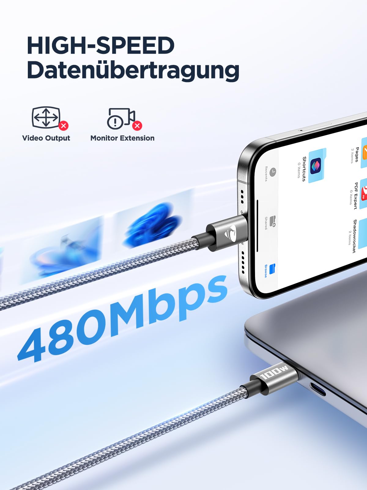 100W USB C to USB C, Fast Charging Cable 3M Long Type C Cable C to C Charger Fast Charg Lead Usbc to Usbc for iPhone 16 15 Pro Max Plus MacBook iPad Pro/Air Samsung Galaxy S23/S22/S21 Google Pixel