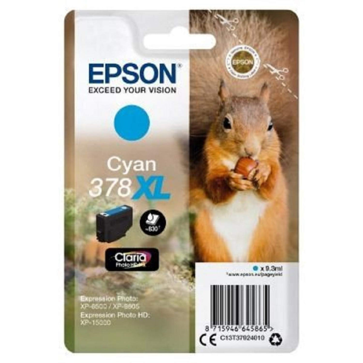Epson 378 Black Squirrel Genuine, Claria Photo HD Ink Cartridge, Standard Capacity