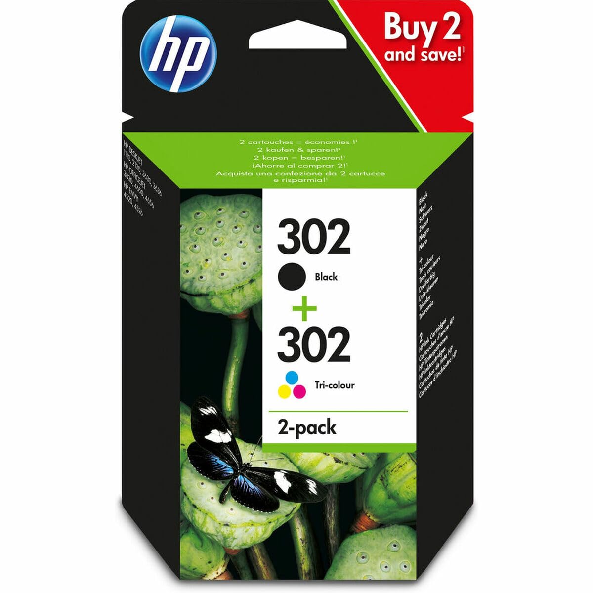 HP 302 Black & Tri-colour Original Ink Cartridges 2-Pack