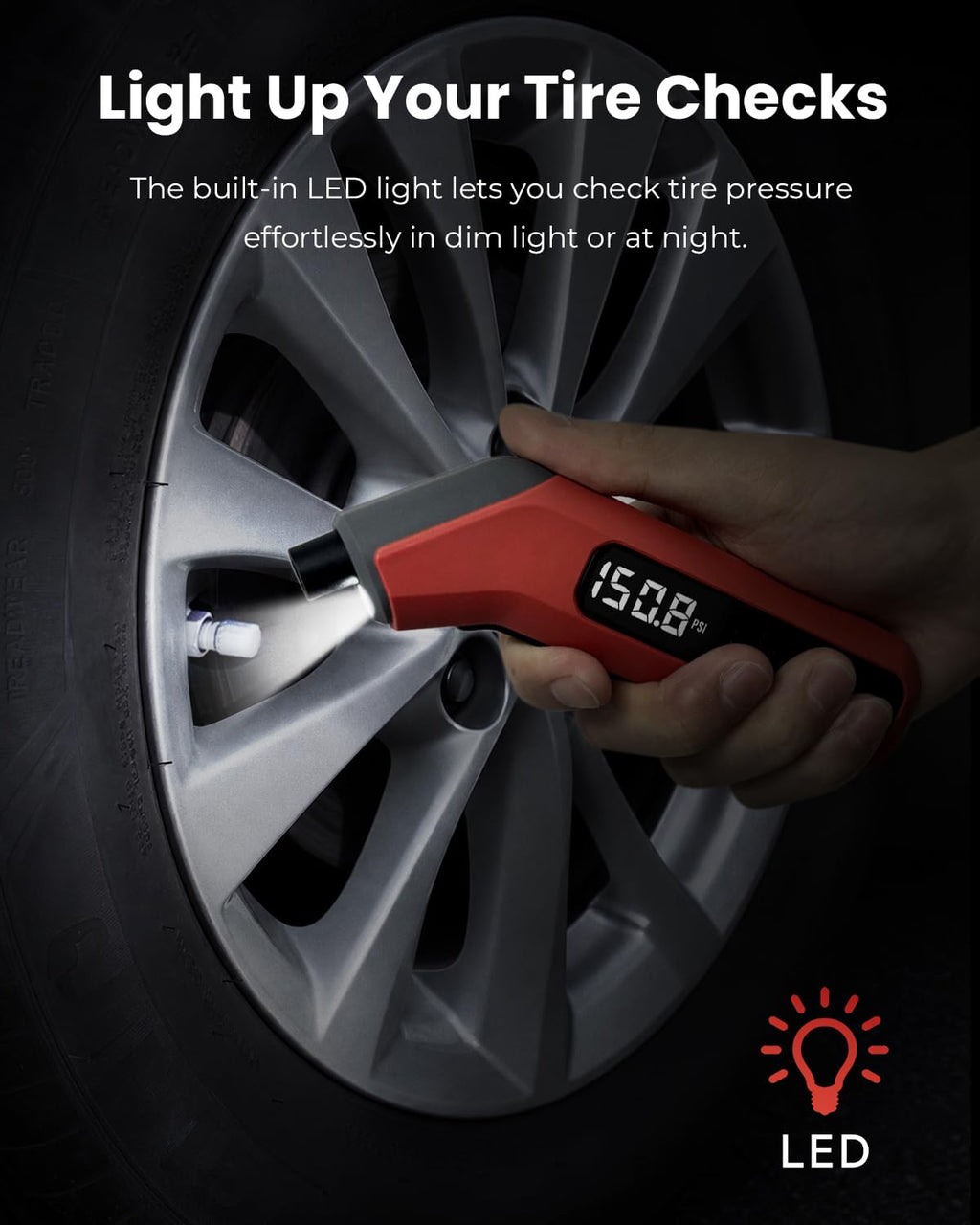 ETENWOLF T300 Plus Digital Tyre Pressure Gauge 200 PSI-Digital Tyre Gauge