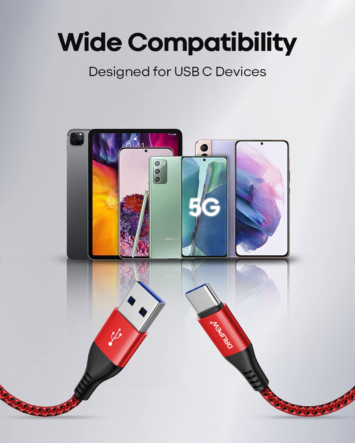 USB C Charger Cable 3M 3Pack,Extra Long USB to USB C Fast Charging Cable Braided,3A USB Type C Lead Fast Charge Compatible with Samsung Galaxy S21 S22 Plus S23 S20 S10,A54 A21s A20e,Xperia,PS5,Switch