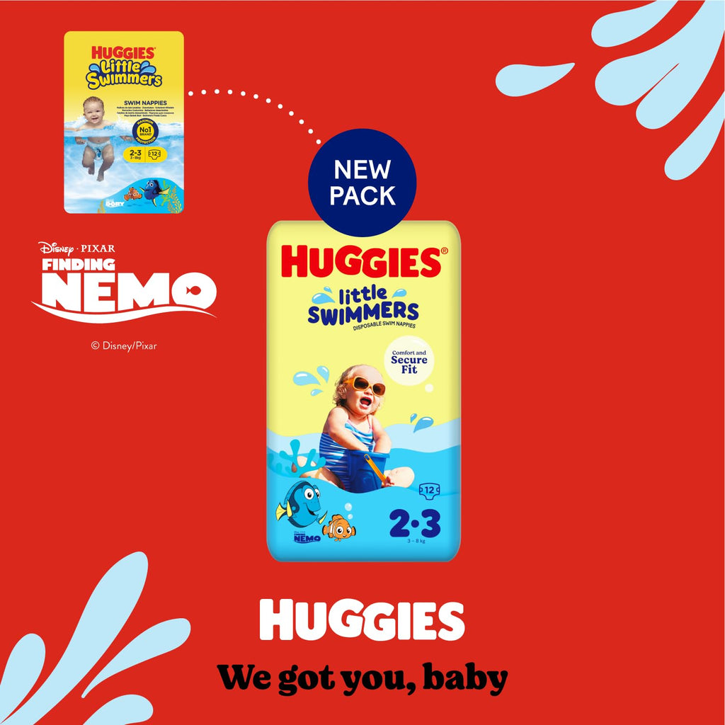 Huggies Little Swimmers, Swim Nappies - Size 3-4, 36 Baby Swim Pants - Leak Guards and Stretchy Waistband Protect Without Swelling - Tear Sides for Easy Removal