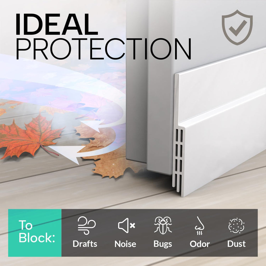 Vellure® Premium Door Draft Excluder Strip - Door Seal for Energy Saving - Quick and Easy Installation - Draught Excluder for Bottom of Door - Ideal for Keeping Out Cold