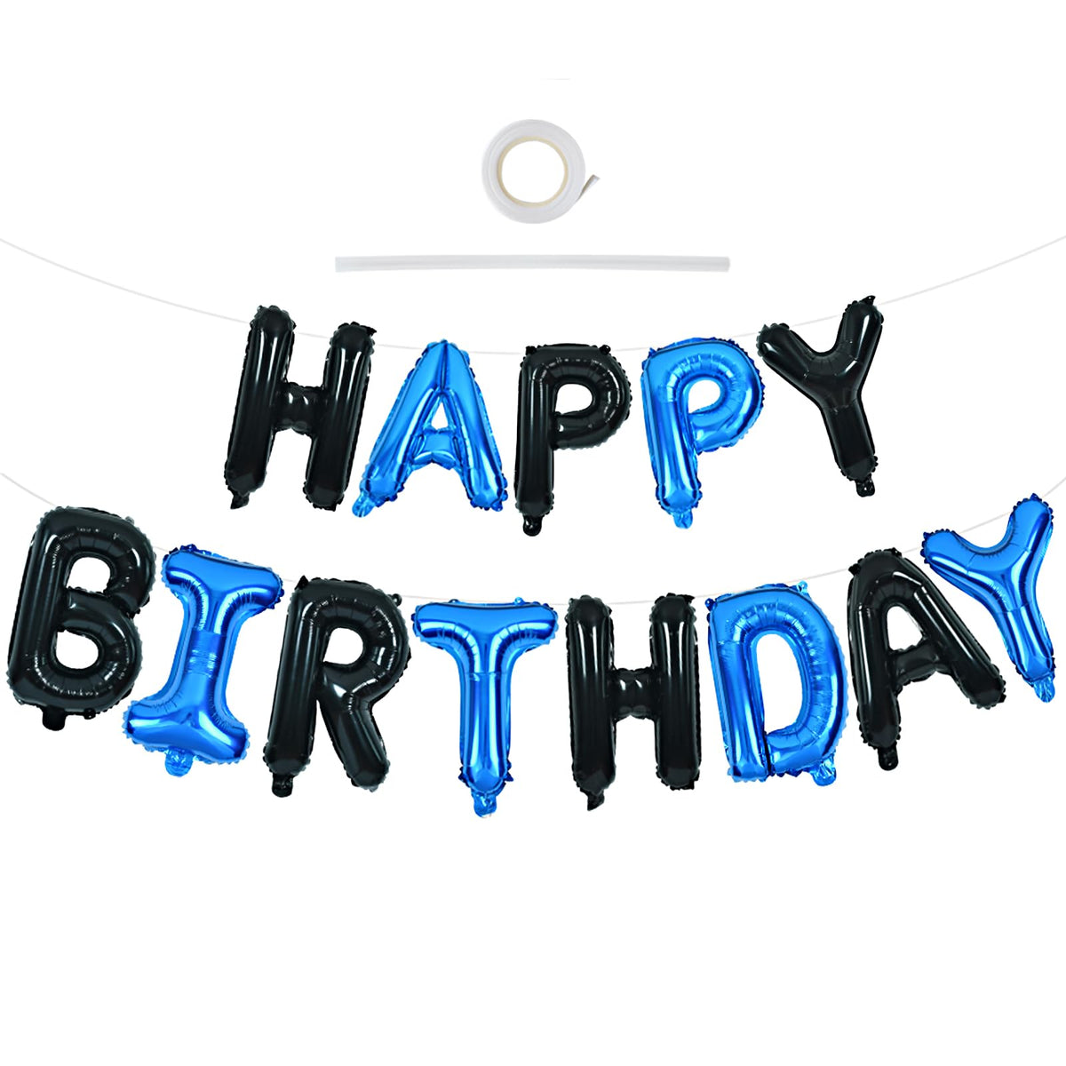 TONIFUL 16 Inch Black Happy Birthday Balloons Banner Decorations for Men