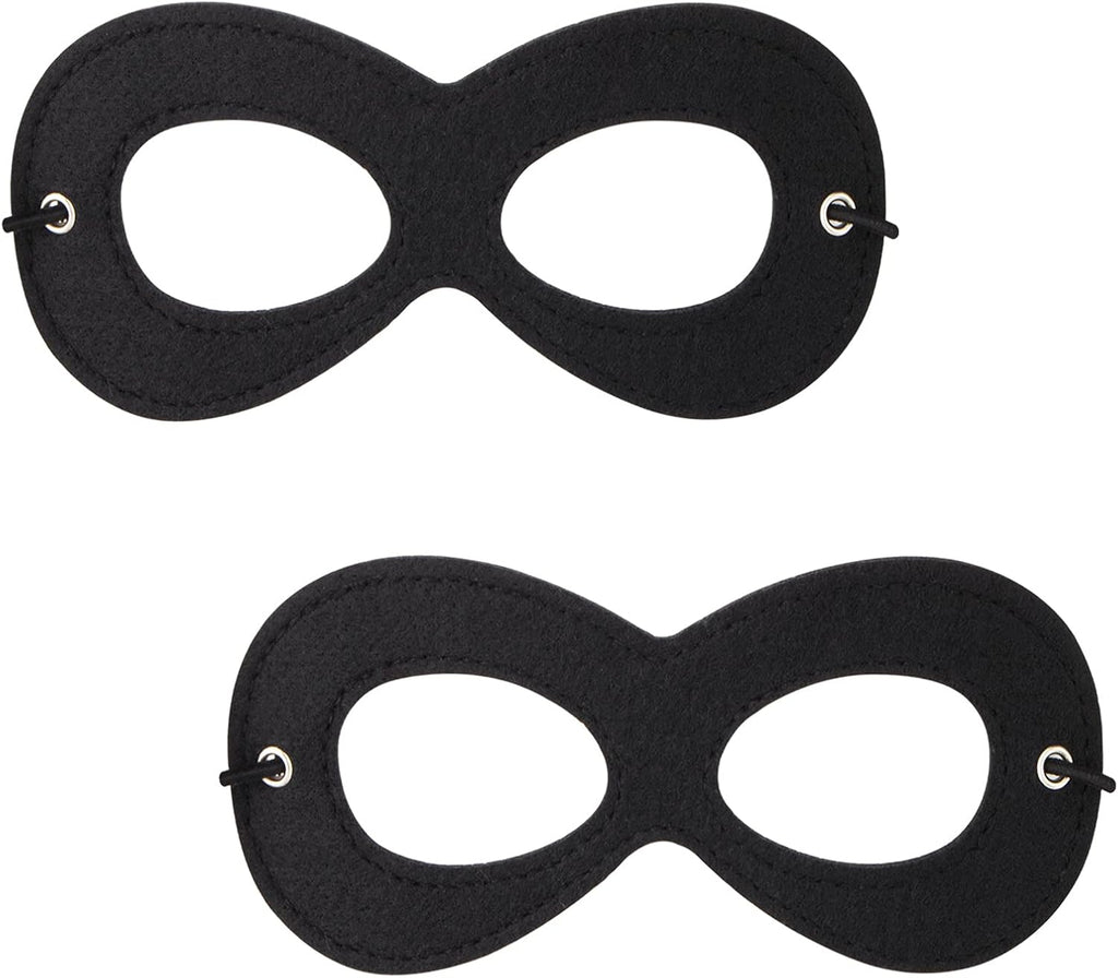 AIMIKE Superhero Mask, Black Felt Eye Mask, Halloween Dress Up, Adjustable Eyemask w/Elastic Rope