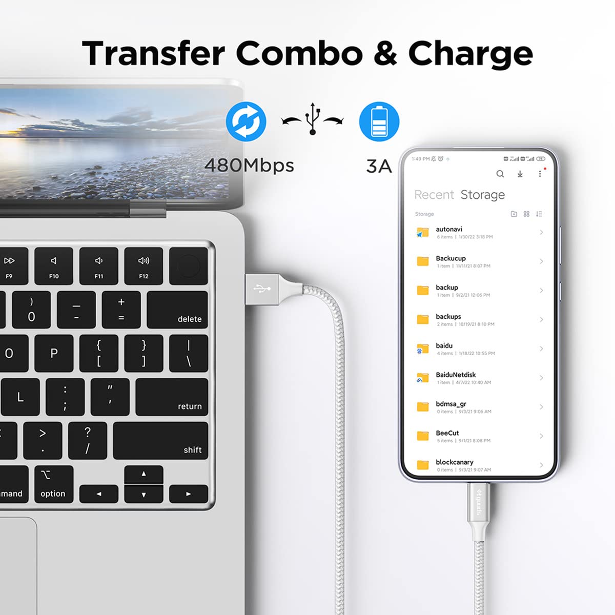 etguuds Extra Short USB C Cable 2Pack 0.15M, USB A to USB C Charger Cable
