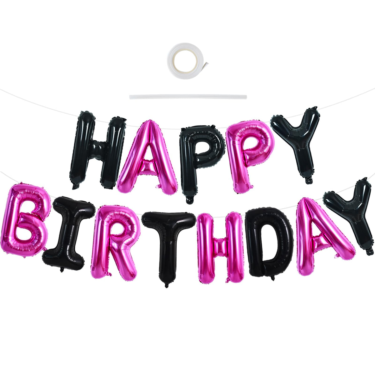 TONIFUL 16 Inch Black Happy Birthday Balloons Banner Decorations for Men