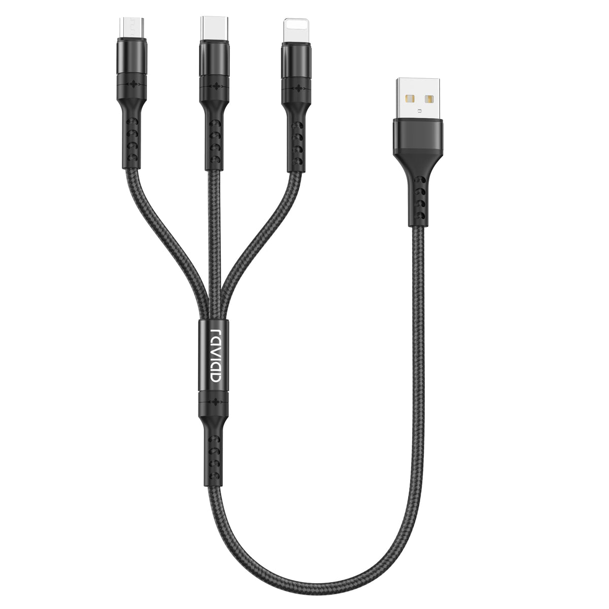 RAVIAD Multi Charger Cable, 3 in 1 Charger Cable 3A USB Fast Charging Cord