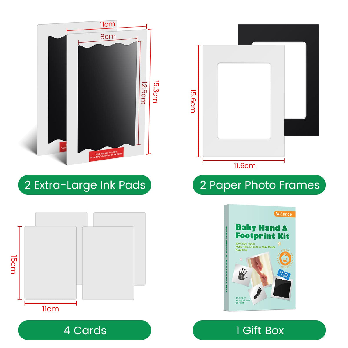 Nabance Baby Footprint Kit & Handprint Kit, Safe for Baby Hands and Feet
