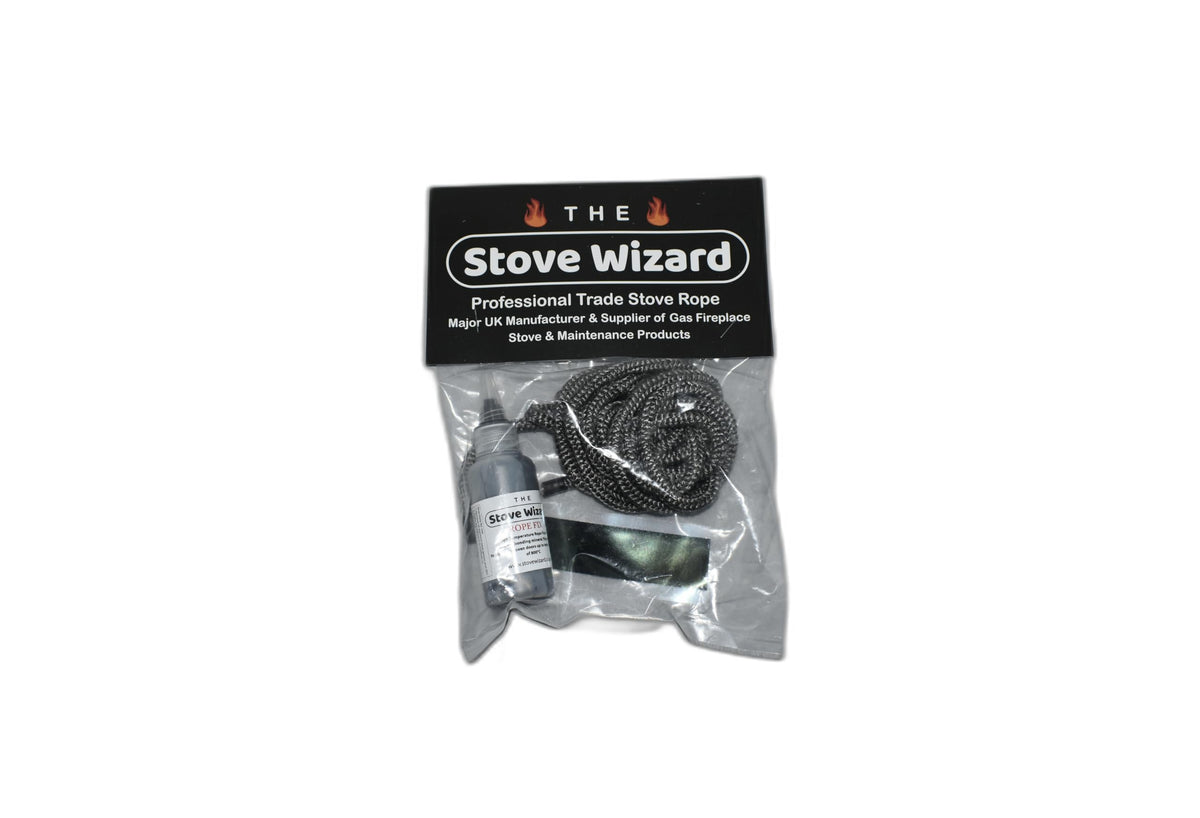 Stove Rope Kit 10mm x 2.5m Black 50ml Glue 100mm Tape