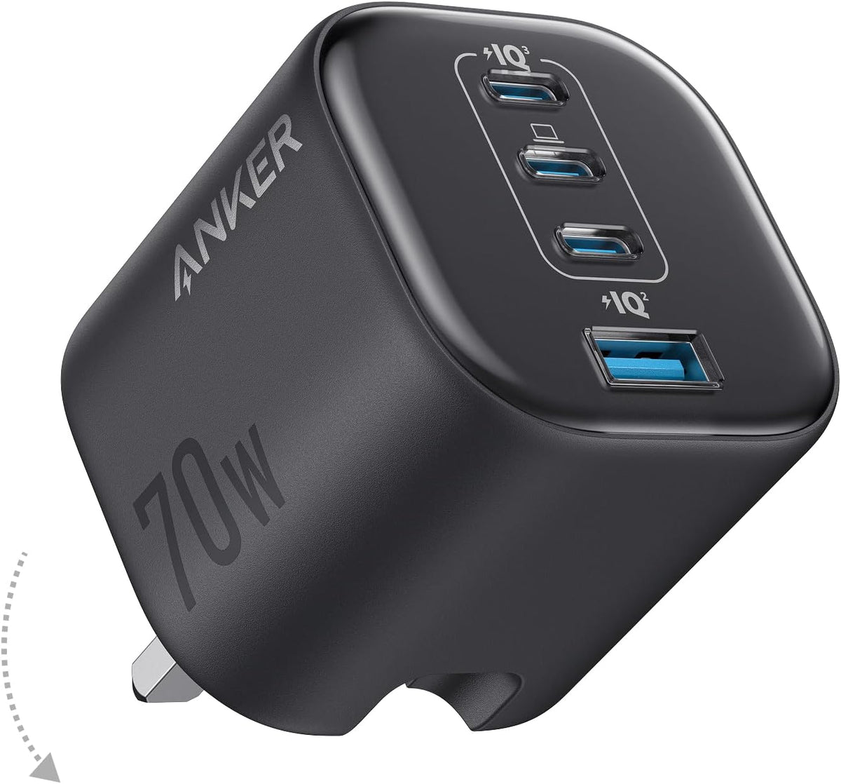 Anker Zolo 70W Fast usb c Charger, 4-Port Foldable Laptop Adapter Plug