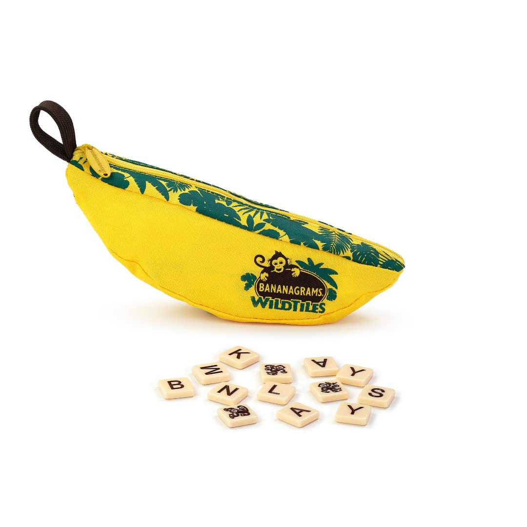 Bananagrams Classic Word Game, 144 Tiles in Banana Pouch, Travel Game